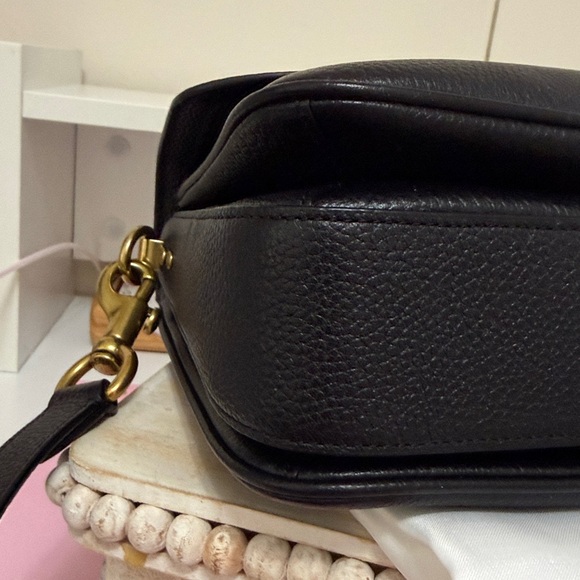 Coach Cassie Black Pebbled Leather Top-Handle Crossbody with Gold Turnlock - Picture 5 of 15